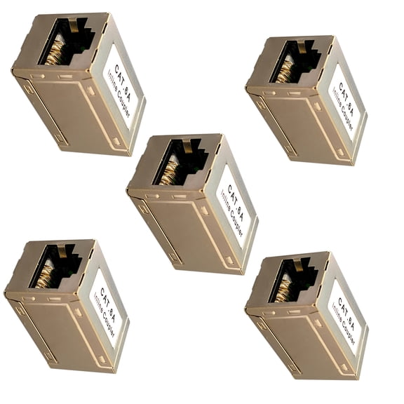 5-Pack Female to Female RJ45 Inline Couplers, Full Copper Conductors for Expanding Ethernet Ports