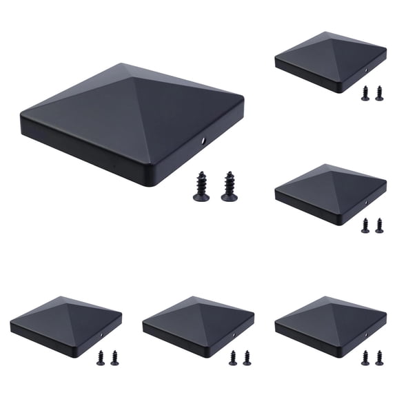 5 Pack Fence Post Caps 4x4 Black Post Caps Fence Post Toppers Universal Outdoor Post Caps for Wood Fence Deck Posts Garden Pillars Railings Rustproof Metal Post Cap Covers with Screws Included
