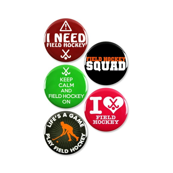5 Pack - Field Hockey Obsessed Sports Pinback Buttons - 2.25 Inch