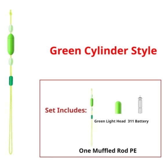 Blarkrus 5 Pack Fishing Float Set 5pcs, High Visibility Glow Tip for Night Fishing, for Running Water River Fishing Setup and Daily, Green