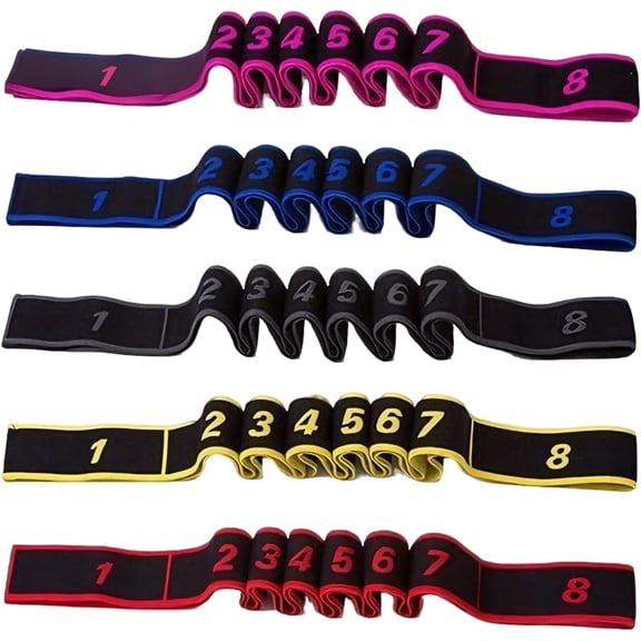 5 Pack Fitness Resistance Bands, Numbered Resistance Band for Glutes, 8-Section Elastic Training Bands for Yoga, Stretching, Pilates, Fitness