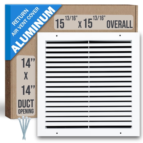 [5 Pack] Fits 14x14 Duct Opening | Aluminum Return Air Grille by Handua | Vent Cover Grill for Sidewall and Ceiling | Rust Free | Durable Powder Coating | HVAC Cold Air Intake Grille | White