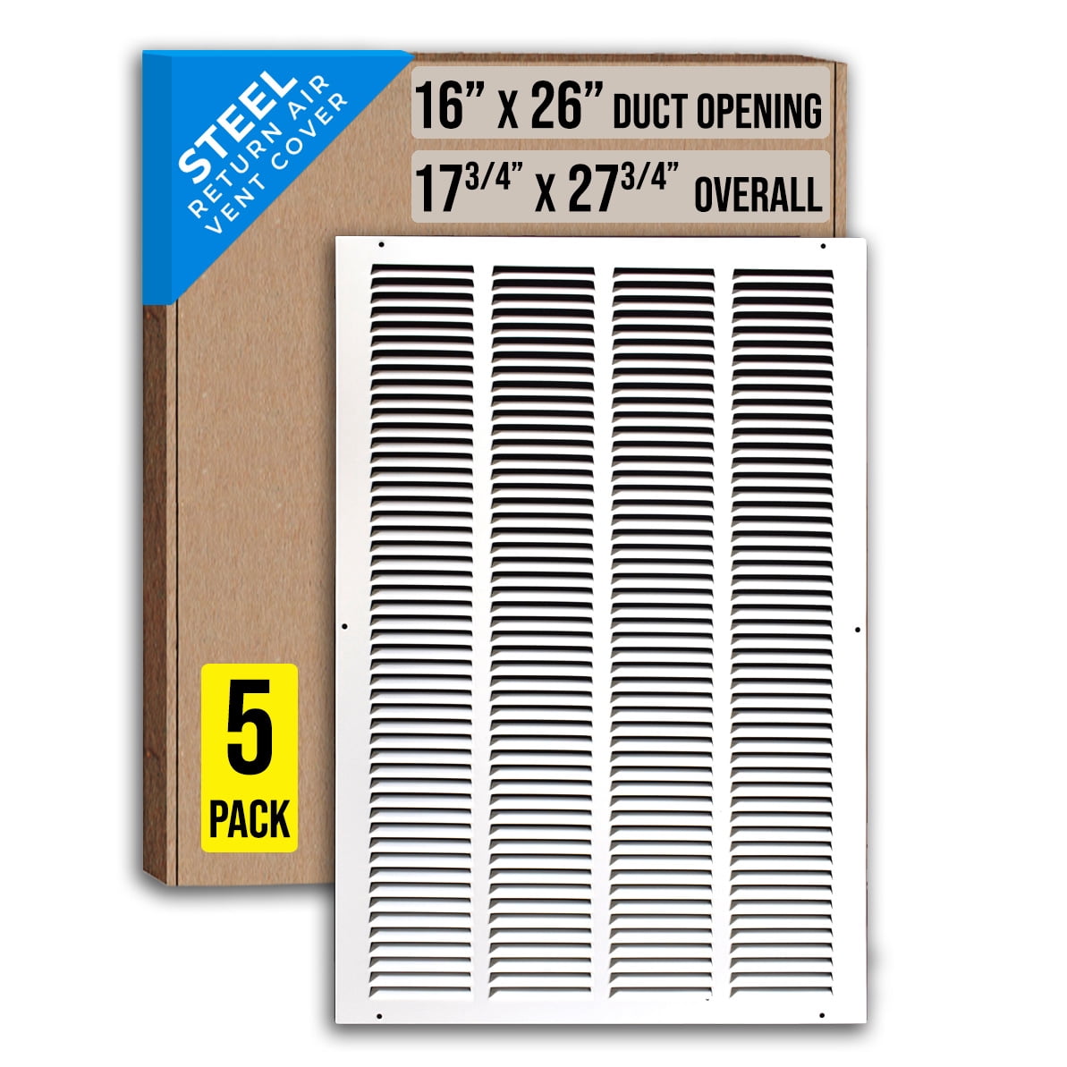 [5 Pack] Fits 16x26 Duct Opening | Steel Return Air Grille by Handua ...