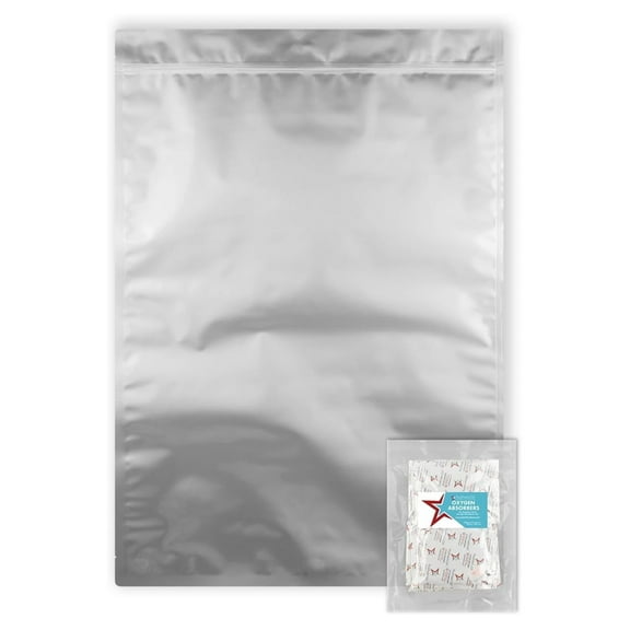 5 Pack - Five Gallon Heavy Duty Seal-Top Mylar Bags (20" x 30) - 2000cc + 500cc OAP - Rounded Corners - Free Long-Term Food Storage