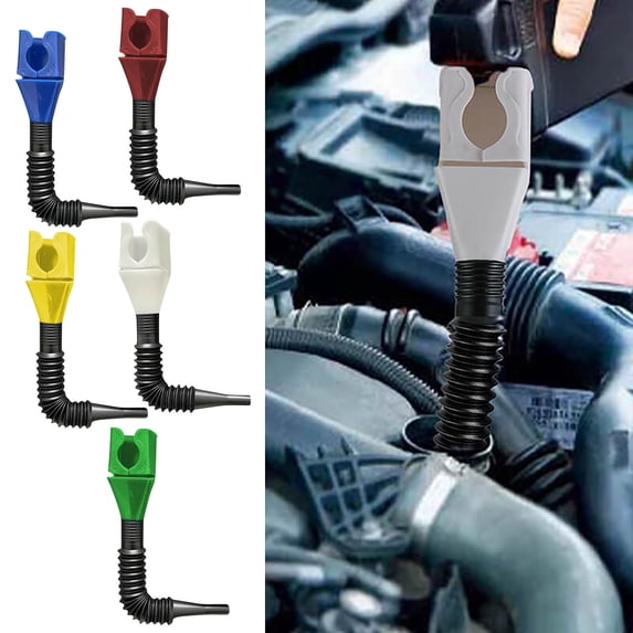 5 Pack Flexible Oil Funnel Set for Cars and Trucks, Retractable No-Spill Auto Funnel with Filter for Engine Oil, Coolant, Gasoline, and Fluid Changes