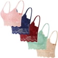 thumbnail image 1 of Yijfswar 5 Pack Floral Lace Bralettes for Women Wireless Crop Top Backless Bralette Padded Bras with Straps, 1 of 1