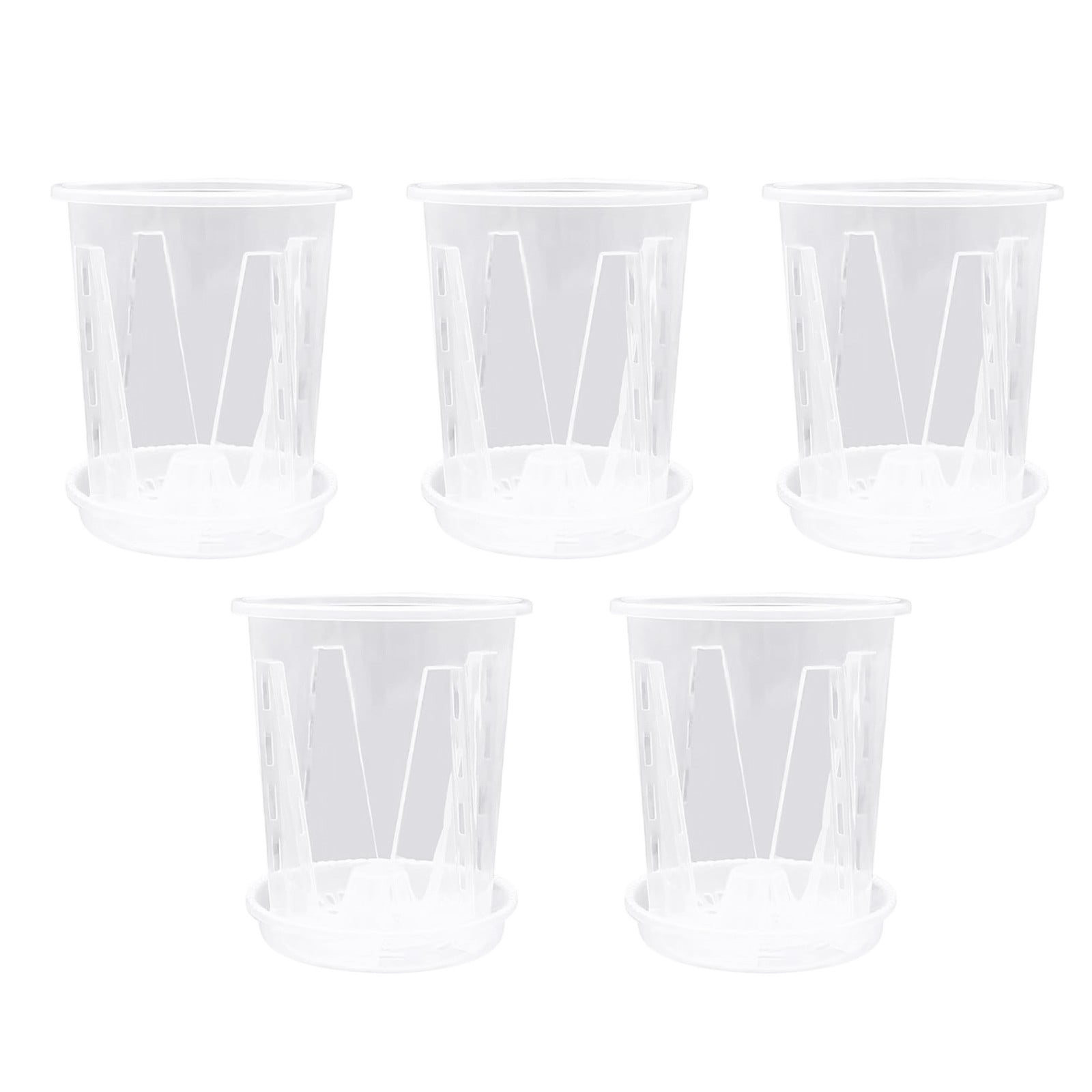 5 Pack Flower Pots with Saucers, Transparent Pots with Drainage Holes ...