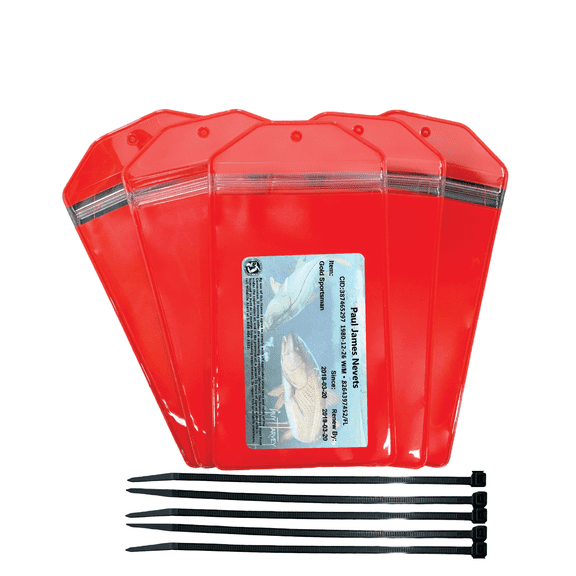 5 Pack, Fluorescent Orange, Zipped, Hunting & Fishing License Holder, Made in USA