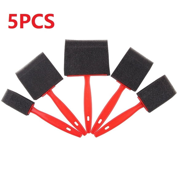 5 Pack Foam Paint Brush Set with Plastic Handles, Sponge Brushes, for Oil Stain Polyurethane Craft Art Painting, Assorted Sizes, for and DIY Projects