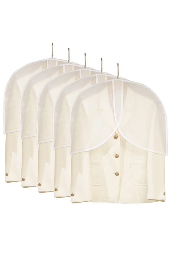 5 Pack Foldable PEVA Clothes Protectors Shoulder Covers For Garments Closet Dustproof Storage Solution Home Use