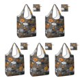 thumbnail image 1 of 5 Pack Foldable Shopping Bag,Autumn Halloween Scene Pattern Reusable Grocery Bags with Pockets,Large Reusable Tote Bags with Handles Waterproof & Lightweight, 1 of 6