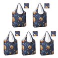 thumbnail image 1 of 5 Pack Foldable Shopping Bag,Bat Pumpkin Halloween Pattern Reusable Grocery Bags with Pockets,Large Reusable Tote Bags with Handles Waterproof & Lightweight, 1 of 6