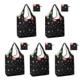 thumbnail image 1 of 5 Pack Foldable Shopping Bag,Black Christmas Ornament Pattern Reusable Grocery Bags with Pockets,Large Reusable Tote Bags with Handles Waterproof & Lightweight, 1 of 6