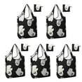 thumbnail image 1 of 5 Pack Foldable Shopping Bag,Black Halloween Ghost Silhouettes Reusable Grocery Bags with Pockets,Large Reusable Tote Bags with Handles Waterproof & Lightweight, 1 of 6