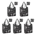 thumbnail image 1 of 5 Pack Foldable Shopping Bag,Black Halloween Letter Bat Pattern Reusable Grocery Bags with Pockets,Large Reusable Tote Bags with Handles Waterproof & Lightweight, 1 of 6