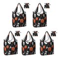 thumbnail image 1 of 5 Pack Foldable Shopping Bag,Black Halloween Pumpkin Faces Reusable Grocery Bags with Pockets,Large Reusable Tote Bags with Handles Waterproof & Lightweight, 1 of 6