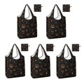 thumbnail image 1 of 5 Pack Foldable Shopping Bag,Black Halloween Pumpkin Faces Reusable Grocery Bags with Pockets,Large Reusable Tote Bags with Handles Waterproof & Lightweight, 1 of 6