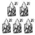 thumbnail image 1 of 5 Pack Foldable Shopping Bag,Black Halloween White Ghosts Reusable Grocery Bags with Pockets,Large Reusable Tote Bags with Handles Waterproof & Lightweight, 1 of 6