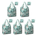 thumbnail image 1 of 5 Pack Foldable Shopping Bag,Blue Christmas Santa and Snowman Pattern Reusable Grocery Bags with Pockets,Large Reusable Tote Bags with Handles Waterproof & Lightweight, 1 of 6
