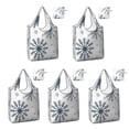 thumbnail image 1 of 5 Pack Foldable Shopping Bag,Blue Christmas Snowflake Pattern Reusable Grocery Bags with Pockets,Large Reusable Tote Bags with Handles Waterproof & Lightweight, 1 of 6