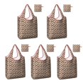 thumbnail image 1 of 5 Pack Foldable Shopping Bag,Brown Christmas Gingerbread Pattern Reusable Grocery Bags with Pockets,Large Reusable Tote Bags with Handles Waterproof & Lightweight, 1 of 6
