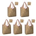 thumbnail image 1 of 5 Pack Foldable Shopping Bag,Brown Christmas Pattern Reusable Grocery Bags with Pockets,Large Reusable Tote Bags with Handles Waterproof & Lightweight, 1 of 6