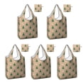 thumbnail image 1 of 5 Pack Foldable Shopping Bag,Brown Christmas Tree Pattern Reusable Grocery Bags with Pockets,Large Reusable Tote Bags with Handles Waterproof & Lightweight, 1 of 6