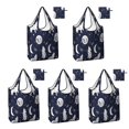 thumbnail image 1 of 5 Pack Foldable Shopping Bag,Celestial Wolf Halloween Pattern Reusable Grocery Bags with Pockets,Large Reusable Tote Bags with Handles Waterproof & Lightweight, 1 of 6