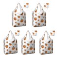 thumbnail image 1 of 5 Pack Foldable Shopping Bag,Classic Halloween Pumpkins Pattern Reusable Grocery Bags with Pockets,Large Reusable Tote Bags with Handles Waterproof & Lightweight, 1 of 6