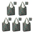 thumbnail image 1 of 5 Pack Foldable Shopping Bag,Dark Green Christmas Ornament Pattern Reusable Grocery Bags with Pockets,Large Reusable Tote Bags with Handles Waterproof & Lightweight, 1 of 6