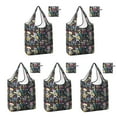thumbnail image 1 of 5 Pack Foldable Shopping Bag,Day Of the Dead Halloween Pattern Reusable Grocery Bags with Pockets,Large Reusable Tote Bags with Handles Waterproof & Lightweight, 1 of 6