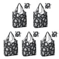 thumbnail image 1 of 5 Pack Foldable Shopping Bag,Ghost Boo Halloween Pattern Reusable Grocery Bags with Pockets,Large Reusable Tote Bags with Handles Waterproof & Lightweight, 1 of 6