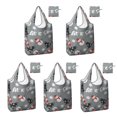thumbnail image 1 of 5 Pack Foldable Shopping Bag,Gray Christmas Snowman Pattern Reusable Grocery Bags with Pockets,Large Reusable Tote Bags with Handles Waterproof & Lightweight, 1 of 6