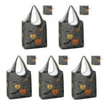 thumbnail image 1 of 5 Pack Foldable Shopping Bag,Gray Halloween Pumpkins Bats and Faces Reusable Grocery Bags with Pockets,Large Reusable Tote Bags with Handles Waterproof & Lightweight, 1 of 6