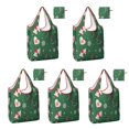 thumbnail image 1 of 5 Pack Foldable Shopping Bag,Green Christmas Pattern Reusable Grocery Bags with Pockets,Large Reusable Tote Bags with Handles Waterproof & Lightweight, 1 of 6