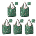thumbnail image 1 of 5 Pack Foldable Shopping Bag,Green Christmas Santa and Icon Pattern Reusable Grocery Bags with Pockets,Large Reusable Tote Bags with Handles Waterproof & Lightweight, 1 of 6