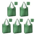 thumbnail image 1 of 5 Pack Foldable Shopping Bag,Green Christmas Snowflake Pattern Reusable Grocery Bags with Pockets,Large Reusable Tote Bags with Handles Waterproof & Lightweight, 1 of 6