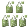 thumbnail image 1 of 5 Pack Foldable Shopping Bag,Green Christmas Tree Pattern Reusable Grocery Bags with Pockets,Large Reusable Tote Bags with Handles Waterproof & Lightweight, 1 of 6