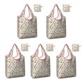 thumbnail image 1 of 5 Pack Foldable Shopping Bag,Green and Red Christmas Pattern Reusable Grocery Bags with Pockets,Large Reusable Tote Bags with Handles Waterproof & Lightweight, 1 of 6