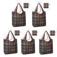 thumbnail image 1 of 5 Pack Foldable Shopping Bag,Green and Red Christmas Plaid Pattern Reusable Grocery Bags with Pockets,Large Reusable Tote Bags with Handles Waterproof & Lightweight, 1 of 6