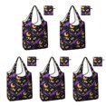 thumbnail image 1 of 5 Pack Foldable Shopping Bag,Halloween Bat Moon Eye Pattern Reusable Grocery Bags with Pockets,Large Reusable Tote Bags with Handles Waterproof & Lightweight, 1 of 6