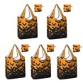 thumbnail image 1 of 5 Pack Foldable Shopping Bag,Halloween Bat Silhouette Pattern Reusable Grocery Bags with Pockets,Large Reusable Tote Bags with Handles Waterproof & Lightweight, 1 of 6