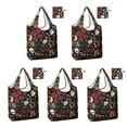 thumbnail image 1 of 5 Pack Foldable Shopping Bag,Halloween Floral Ghosts Pattern Reusable Grocery Bags with Pockets,Large Reusable Tote Bags with Handles Waterproof & Lightweight, 1 of 6
