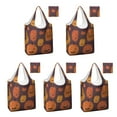thumbnail image 1 of 5 Pack Foldable Shopping Bag,Halloween Jack Lanterns Variety Pattern Reusable Grocery Bags with Pockets,Large Reusable Tote Bags with Handles Waterproof & Lightweight, 1 of 6