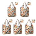 thumbnail image 1 of 5 Pack Foldable Shopping Bag,Halloween Pumpkin Spider Bat Pattern Reusable Grocery Bags with Pockets,Large Reusable Tote Bags with Handles Waterproof & Lightweight, 1 of 6