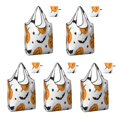 thumbnail image 1 of 5 Pack Foldable Shopping Bag,Halloween Pumpkins Bats and Stars Reusable Grocery Bags with Pockets,Large Reusable Tote Bags with Handles Waterproof & Lightweight, 1 of 6