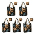 thumbnail image 1 of 5 Pack Foldable Shopping Bag,Halloween Pumpkins Skulls Bats and Eyeballs Reusable Grocery Bags with Pockets,Large Reusable Tote Bags with Handles Waterproof & Lightweight, 1 of 6