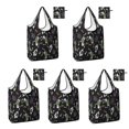 thumbnail image 1 of 5 Pack Foldable Shopping Bag,Halloween Skeleton Ghost Pattern Reusable Grocery Bags with Pockets,Large Reusable Tote Bags with Handles Waterproof & Lightweight, 1 of 6