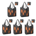 thumbnail image 1 of 5 Pack Foldable Shopping Bag,Halloween Spider Web Pumpkin Pattern Reusable Grocery Bags with Pockets,Large Reusable Tote Bags with Handles Waterproof & Lightweight, 1 of 6
