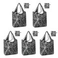 thumbnail image 1 of 5 Pack Foldable Shopping Bag,Halloween White Spider Web Pattern Reusable Grocery Bags with Pockets,Large Reusable Tote Bags with Handles Waterproof & Lightweight, 1 of 6